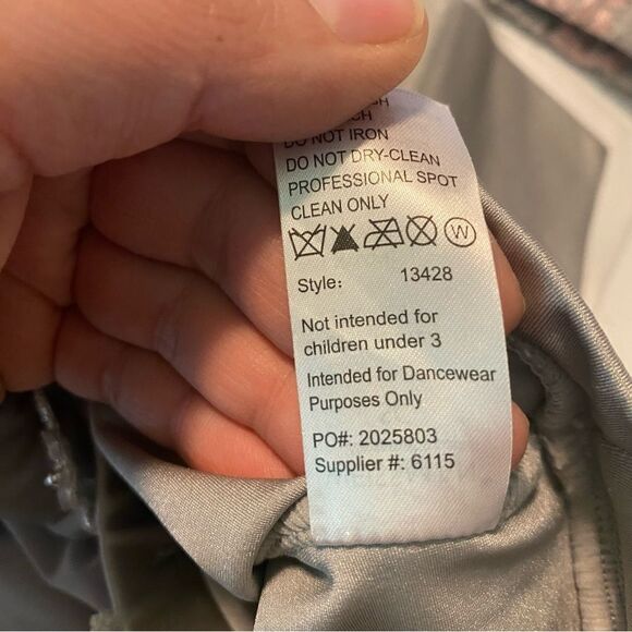 Weissman dance costume 2 piece gray We Belong
13428 lace sequin child SC 6 - Picture 11 of 13